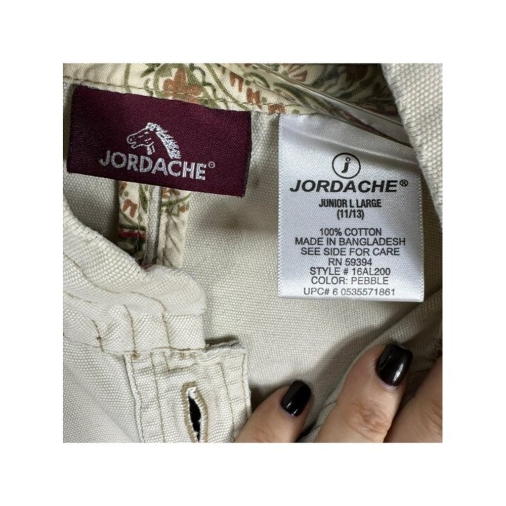 Jordache Juniors Large Beige Cotton Utility Jacket With Button Front & Multiple - Picture 8 of 15